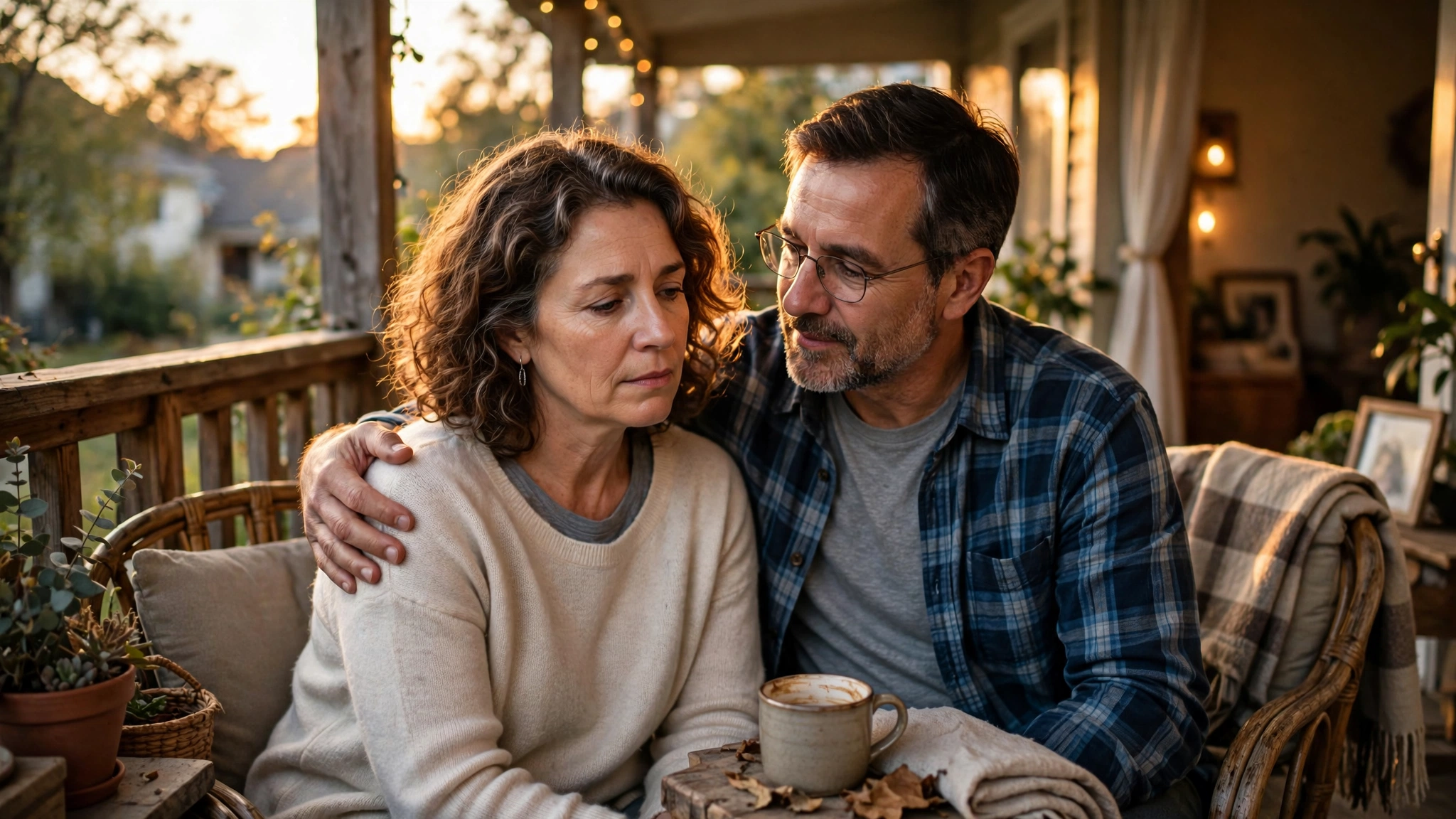 Couple embracing warmly, representing Bible verses on love and sacrifice in marriage