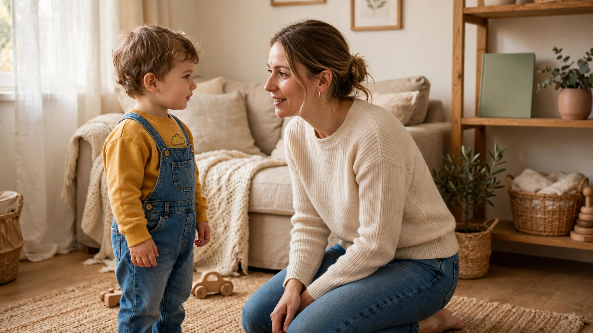 Parent setting a calm boundary with toddler, inspired by Good Inside by Dr. Becky Kennedy