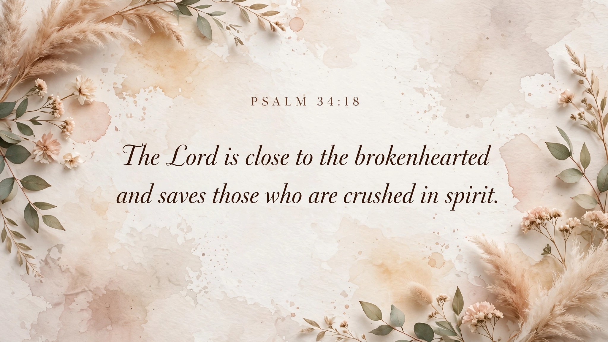 Bible verse quote card - Psalm 34:18 for depression and heartbreak