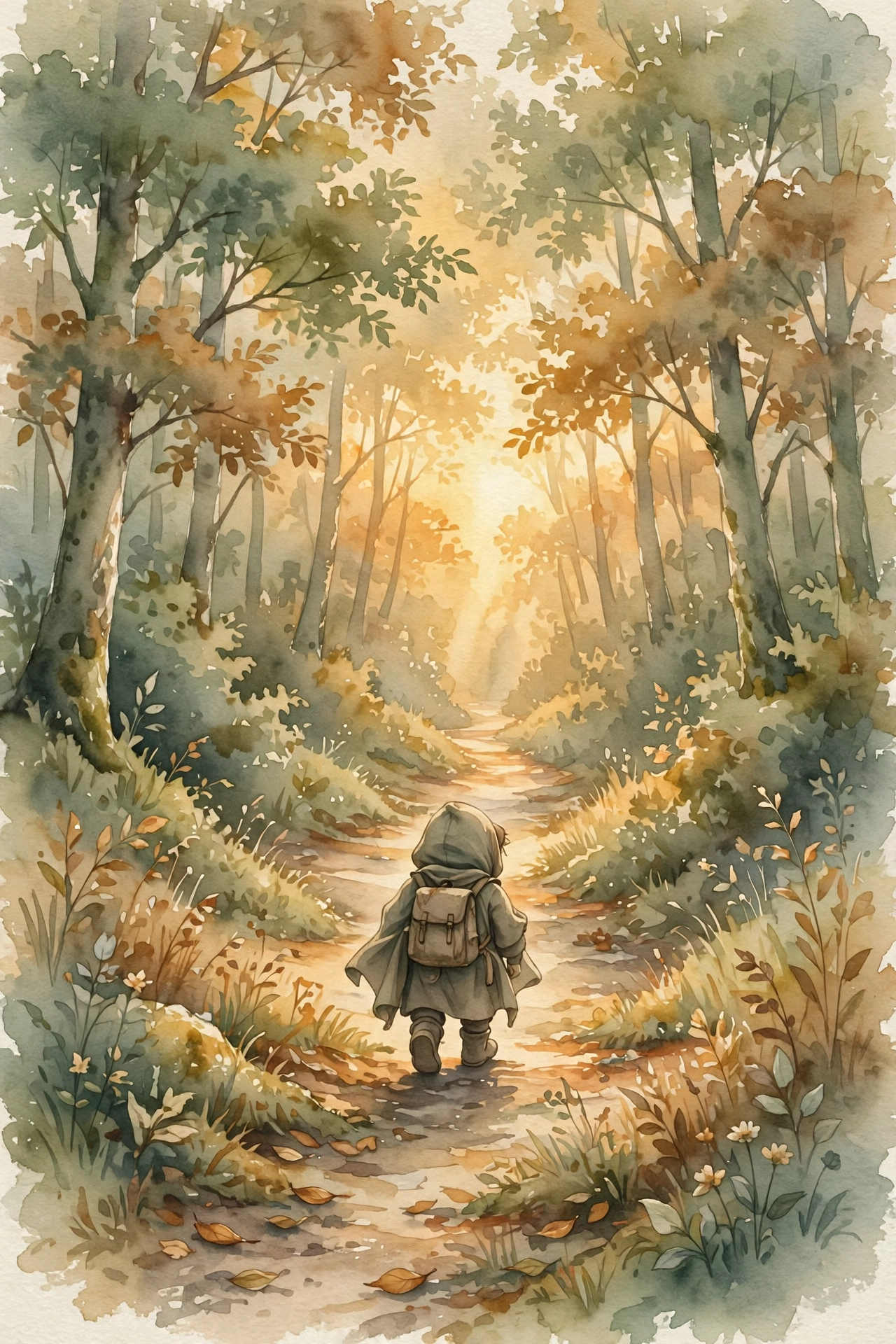 Hope in Hard Times Traveler walking toward golden light through dark forest, picture of hope in hard times